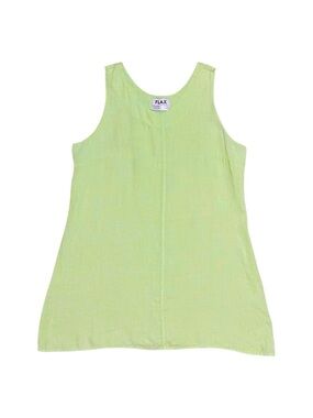 FLAX Linen Tunic Top Women’s Medium Green Sleeveless Relaxed‎